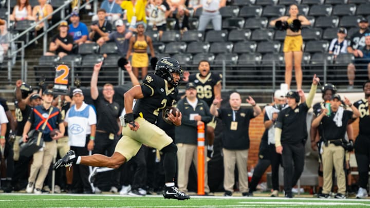 Wake Forest Quarterback Robby Ashford carries the ball during the win over Western Carolina on September 6, 2025. 
