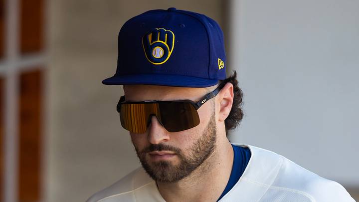 Milwaukee Brewers outfielder Garrett Mitchell against the Los Angeles Dodgers during a spring training game at American Family Fields of Phoenix on Feb. 25, 2023. Milwaukee Brewers outfielder Garrett Mitchell against the Los Angeles Dodgers during a spring training game at American Family Fields of Phoenix on Feb. 25, 2023.