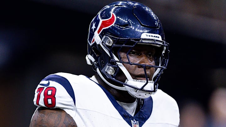 Former Houston Texans offensive tackle Laremy Tunsil (78) warms up during pregame against the New Orleans Saints at the Caesars Superdome.