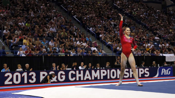 McKayla Maroney on the floor exercise during the women's P&G Gymnastics Championships. McKayla Maroney on the floor exercise during the women's P&G Gymnastics Championships.