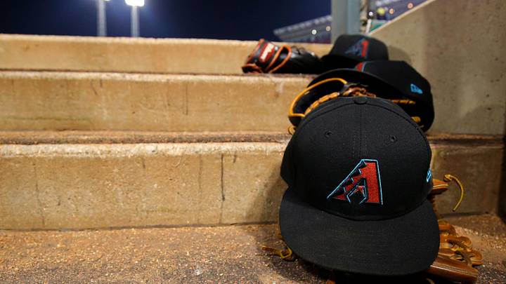 Jul 18, 2017; Cincinnati, OH, USA; A view of an official New Era on-field hat of the Arizona Diamondbacks at Great American Ball Park. Mandatory Credit: Aaron Doster-Imagn Images
