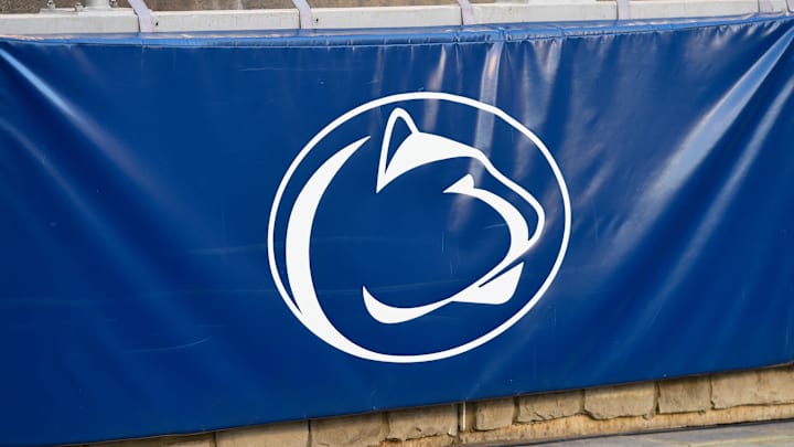A general view of the Penn State Nittany Lions logo inside Beaver Stadium prior to the game against the Iowa Hawkeyes.