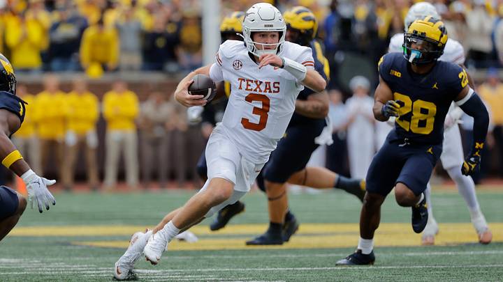 Sep 7, 2024; Ann Arbor, Michigan, USA;  Texas Longhorns quarterback Quinn Ewers