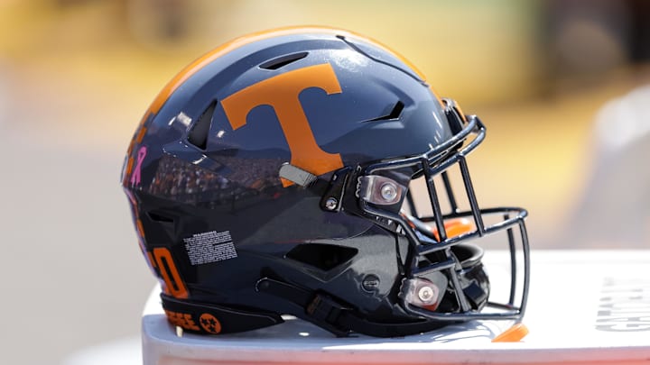 Oct 8, 2022; Baton Rouge, Louisiana, USA; Tennessee Volunteers helmet against the LSU Tigers during