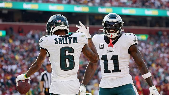 Eagles star wideouts A.J. Brown (No. 11) and DeVonta Smith (No. 6) are among the top pass-catching duos in the NFL.