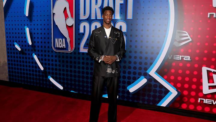 Jun 23, 2026; New York, NY, USA; Draft prospect AJ Dybantsa poses for photos on the red carpet before the 2026 NBA draft at Barclays Center. Mandatory Credit: Brad Penner-Imagn Images Jun 23, 2026; New York, NY, USA; Draft prospect AJ Dybantsa poses for photos on the red carpet before the 2026 NBA draft at Barclays Center. Mandatory Credit: Brad Penner-Imagn Images