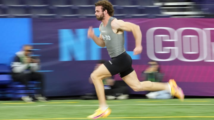 Feb 29, 2024; Indianapolis, IN, USA; North Carolina State linebacker Payton Wilson (LB30) works out