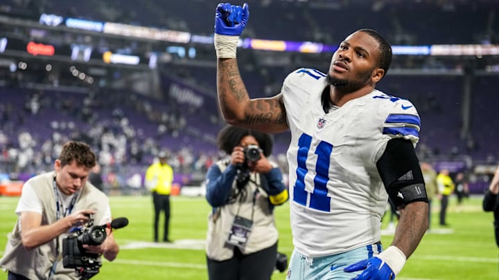 Nov 20, 2022; Minneapolis, Minnesota, USA; Dallas Cowboys linebacker Micah Parsons (11) looks on
