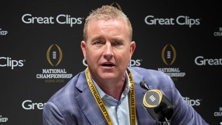 Jan 17, 2026; Miami Beach, Florida, USA; ESPN analyst Kirk Herbstreit at media day for the 2025 College Football Playoff National Championship at Miami Beach Convention Center. Mandatory Credit: Kirby Lee-Imagn Images
