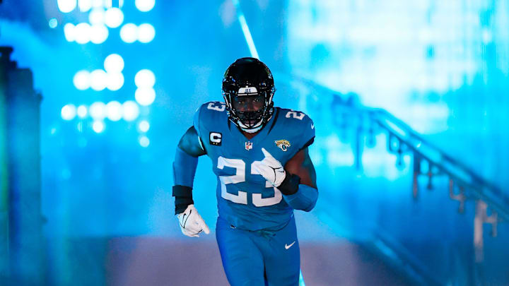 Jacksonville Jaguars linebacker Foyesade Oluokun (23) is introduced before a regular season NFL
