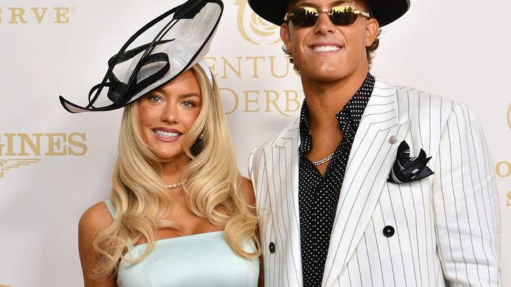 Influencer Marissa Ayers and New York Giants quarterback Jaxson Dart on the Kentucky Derby red carpet Saturday. May 02, 2026 Influencer Marissa Ayers and New York Giants quarterback Jaxson Dart on the Kentucky Derby red carpet Saturday. May 02, 2026