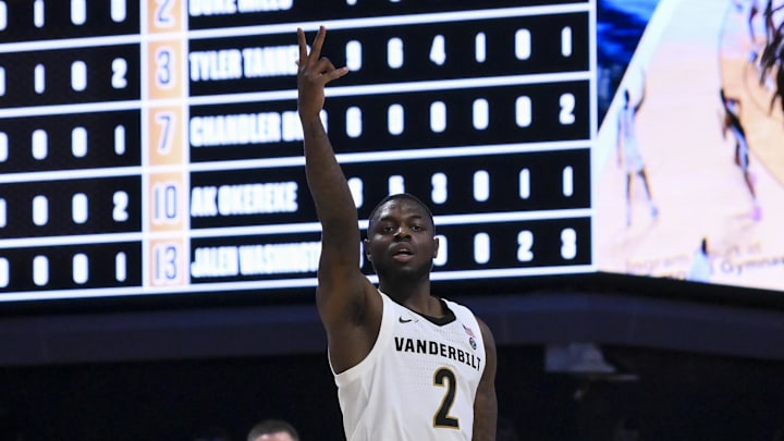 Feb 25, 2026; Nashville, Tennessee, USA; Vanderbilt Commodores guard Duke Miles (2) reacts after a made three-point basket against the Georgia Bulldogs during the second half at Memorial Gymnasium. Mandatory Credit: Steve Roberts-Imagn Images Feb 25, 2026; Nashville, Tennessee, USA; Vanderbilt Commodores guard Duke Miles (2) reacts after a made three-point basket against the Georgia Bulldogs during the second half at Memorial Gymnasium. Mandatory Credit: Steve Roberts-Imagn Images