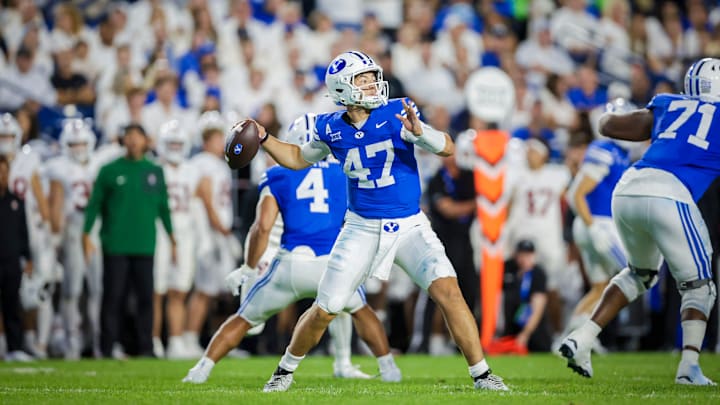 BYU quarterback Bear Bachmeier against Stanford BYU quarterback Bear Bachmeier against Stanford