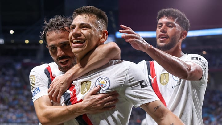 Claudio Echeverri (middle) is close to joining the 2023–24 Bundesliga champions. Claudio Echeverri (middle) is close to joining the 2023–24 Bundesliga champions.