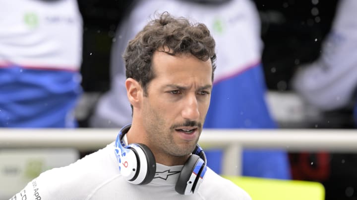 Jun 7, 2024; Montreal, Quebec, CAN; RB driver driver Daniel Ricciardo (AUS) in the pit lane during the practice session at Circuit Gilles Villeneuve. Mandatory Credit: Eric Bolte-USA TODAY Sports