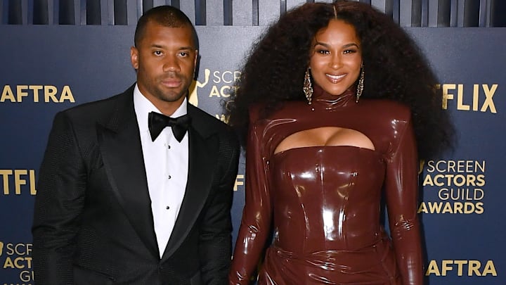 Feb. 24, 2024: Steelers quarterback Russell Wilson and his wife, Ciara, at the SAG Awards in Los Angeles.