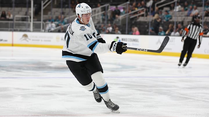 Utah Hockey Club v Calgary Flames: Lamoureux first NHL goal.