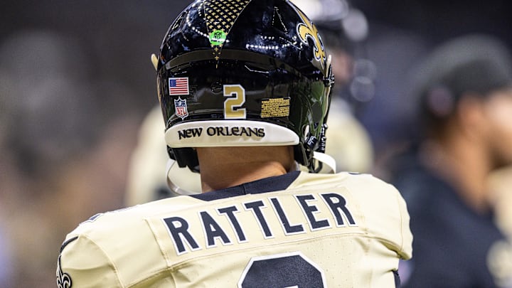 Sep 7, 2025; New Orleans, Louisiana, USA; New Orleans Saints quarterback Spencer Rattler (2) during warmups before the game against the Arizona Cardinals at Caesars Superdome. Mandatory Credit: Stephen Lew-Imagn Images Sep 7, 2025; New Orleans, Louisiana, USA; New Orleans Saints quarterback Spencer Rattler (2) during warmups before the game against the Arizona Cardinals at Caesars Superdome. Mandatory Credit: Stephen Lew-Imagn Images