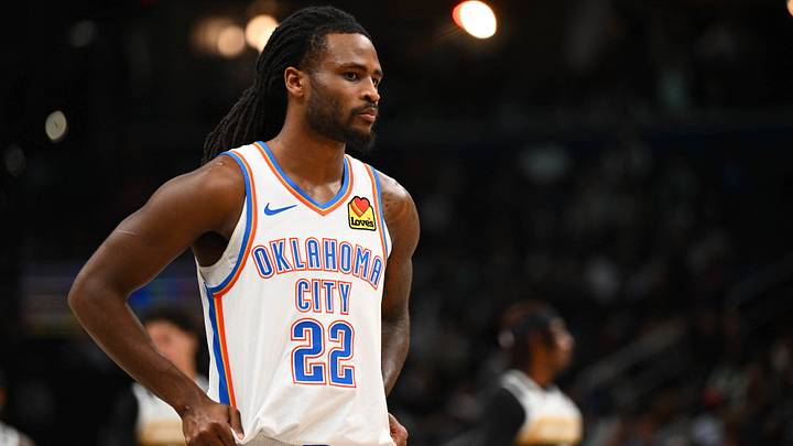 Mar 21, 2026; Washington, District of Columbia, USA; Oklahoma City Thunder guard Cason Wallace (22) on the court against the Washington Wizards during the first half at Capital One Arena. Mandatory Credit: Brad Mills-Imagn Images