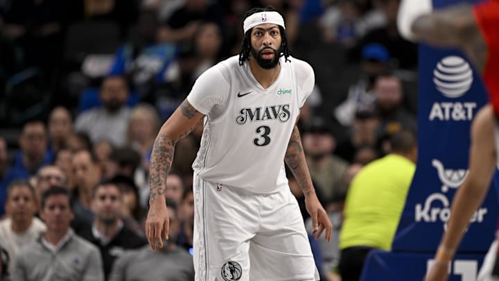 Feb 8, 2025; Dallas, Texas, USA; Dallas Mavericks forward Anthony Davis (3) in action during the game between the Dallas Mavericks and the Houston Rockets at the American Airlines Center. Mandatory Credit: Jerome Miron-Imagn Images