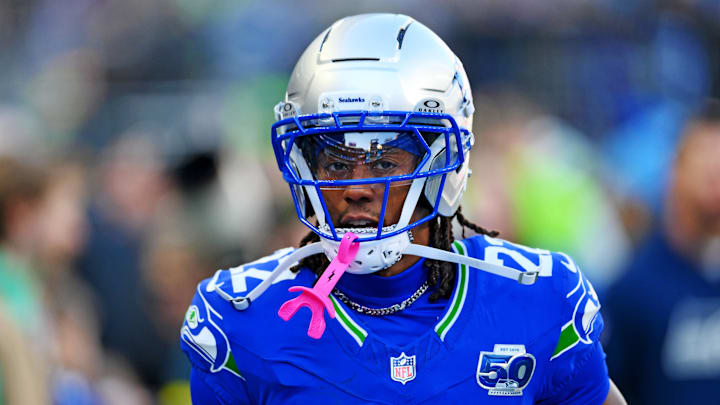 Seattle Seahawks wide receiver Rashid Shaheed (22) warms up before the game against the Minnesota Vikings at Lumen Field. Seattle Seahawks wide receiver Rashid Shaheed (22) warms up before the game against the Minnesota Vikings at Lumen Field.