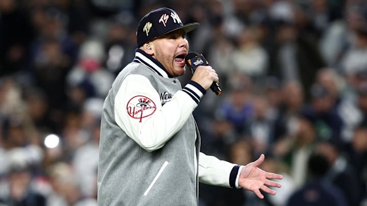 Fat Joe performed before Game 3 of the World Series. Fat Joe performed before Game 3 of the World Series.