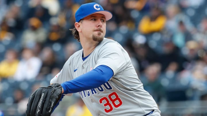 May 12, 2024; Pittsburgh, Pennsylvania, USA; Chicago Cubs relief pitcher Mark Leiter Jr. (38) pitches against the Pittsburgh Pirates during the eighth inning at PNC Park May 12, 2024; Pittsburgh, Pennsylvania, USA; Chicago Cubs relief pitcher Mark Leiter Jr. (38) pitches against the Pittsburgh Pirates during the eighth inning at PNC Park