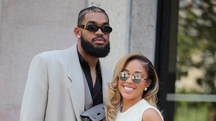 Karl-Anthony Towns and Jordyn Woods attend the Hermes event at Paris Fashion Week.