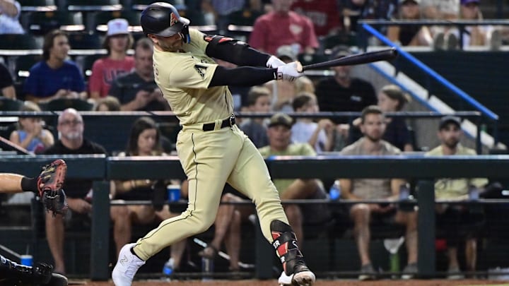 Arizona Diamondbacks first baseman Christian Walker (53) hits an RBI double in the sixth inning against the Pittsburgh Pirates at Chase Field. 