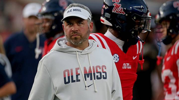 Sep 12, 2026; Oxford, Mississippi, USA; Mississippi Rebels Head Coach Pete Golding looks on during warm ups prior to the game against the Charlotte 49ers at Vaught-Hemingway Stadium. Mandatory Credit: Petre Thomas-Imagn Images Sep 12, 2026; Oxford, Mississippi, USA; Mississippi Rebels Head Coach Pete Golding looks on during warm ups prior to the game against the Charlotte 49ers at Vaught-Hemingway Stadium. Mandatory Credit: Petre Thomas-Imagn Images