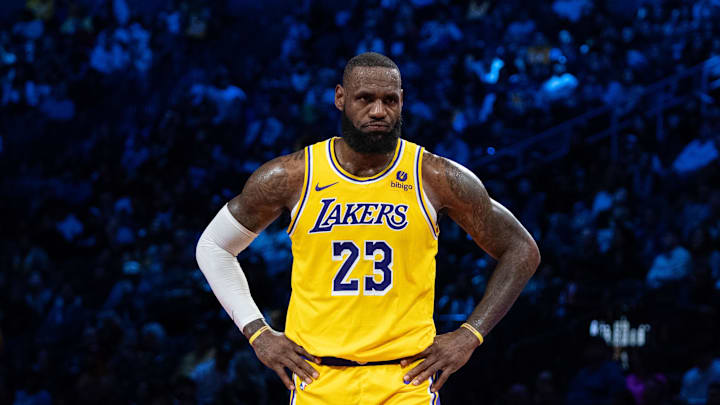 December 9, 2023; Las Vegas, Nevada, USA; Los Angeles Lakers forward LeBron James (23) during the fourth quarter of the in-season tournament championship against the Indiana Pacers at T-Mobile Arena. Mandatory Credit: Kyle Terada-Imagn Images December 9, 2023; Las Vegas, Nevada, USA; Los Angeles Lakers forward LeBron James (23) during the fourth quarter of the in-season tournament championship against the Indiana Pacers at T-Mobile Arena. Mandatory Credit: Kyle Terada-Imagn Images