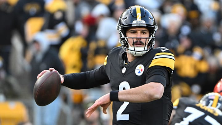 Nov 16, 2025; Pittsburgh, Pennsylvania, USA; Pittsburgh Steelers quarterback Mason Rudolph (2) throws a pass during the second half against the Cincinnati Bengals at Acrisure Stadium. Mandatory Credit: Barry Reeger-Imagn Images