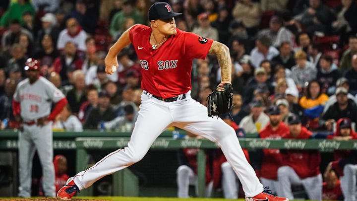 Jun 1, 2022; Boston, Massachusetts, USA; Boston Red Sox relief pitcher Tanner Houck (89) throws a
