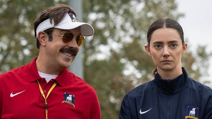 Jason Sudeikis and Tanya Reynolds in ‘Ted Lasso.’