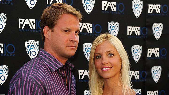 Head coach Lane Kiffin and wife Layla Kiffin at an event. Head coach Lane Kiffin and wife Layla Kiffin at an event.