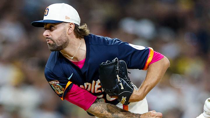Sep 18, 2026; San Diego, California, USA;  San Diego Padres relief pitcher David Morgan (66) throws a pitch during the seventh inning against the Miami Marlins at Petco Park.  Mandatory Credit: David Frerker-Imagn Images