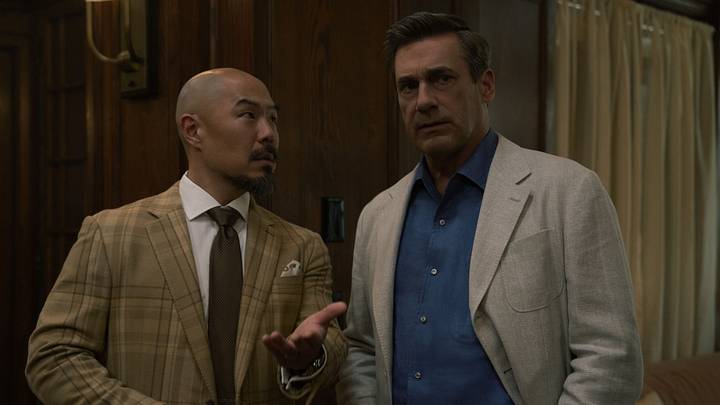 Hoon Lee and Jon Hamm in "Your Friends & Neighbors," now streaming on Apple TV Hoon Lee and Jon Hamm in "Your Friends & Neighbors," now streaming on Apple TV