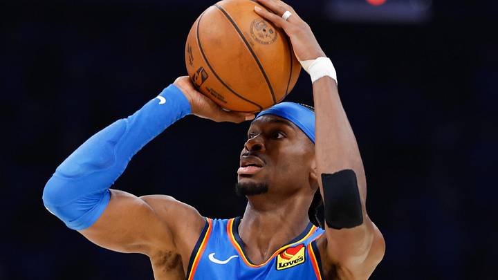 May 18, 2026; Oklahoma City, Oklahoma, USA; Oklahoma City Thunder guard Shai Gilgeous-Alexander (2) shoots in the third quarter against the San Antonio Spurs during game one of the western conference finals for the 2026 NBA playoffs at Paycom Center. Mandatory Credit: Alonzo Adams-Imagn Images May 18, 2026; Oklahoma City, Oklahoma, USA; Oklahoma City Thunder guard Shai Gilgeous-Alexander (2) shoots in the third quarter against the San Antonio Spurs during game one of the western conference finals for the 2026 NBA playoffs at Paycom Center. Mandatory Credit: Alonzo Adams-Imagn Images