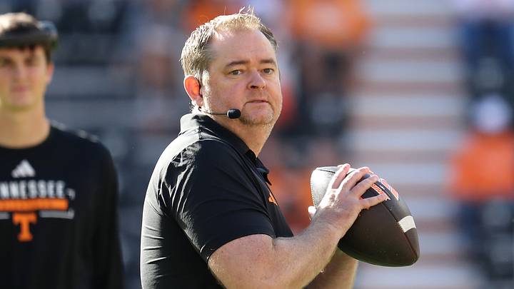 Sep 26, 2026; Knoxville, Tennessee, USA;  Tennessee Volunteers head coach Josh Heupel on the field during warmups before the game against the Texas Longhorns at Neyland Stadium.  Mandatory Credit: Randy Sartin-Imagn Images