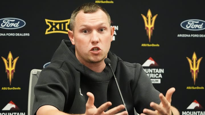 Arizona State head coach Kenny Dillingham holds a news conference on Oct. 27, 2025, in Tempe. Arizona State head coach Kenny Dillingham holds a news conference on Oct. 27, 2025, in Tempe.