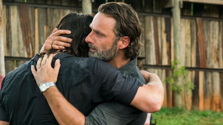 Andrew Lincoln as Rick Grimes, Norman Reedus as Daryl Dixon - The Walking Dead Season 7, Episode 8 