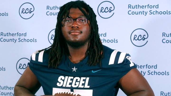 Siegel football player Princeton Uwaifo (77) at the Rutherford County High School Media Day on Wednesday, Aug. 12, 2026. Siegel football player Princeton Uwaifo (77) at the Rutherford County High School Media Day on Wednesday, Aug. 12, 2026.