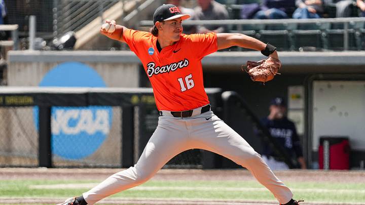 Oregon State's Eric Segura pitches the ball during game three of the NCAA Eugene Regional Baseball Tournament at PK Park on Saturday, May 30, 2026 in Eugene, Ore. Oregon State's Eric Segura pitches the ball during game three of the NCAA Eugene Regional Baseball Tournament at PK Park on Saturday, May 30, 2026 in Eugene, Ore.