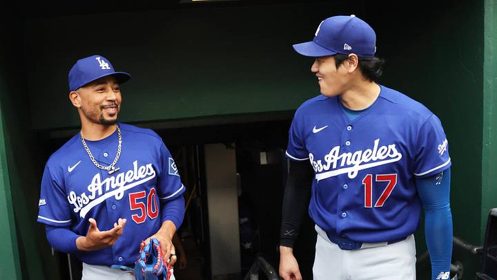 Jun 11, 2026; Pittsburgh, Pennsylvania, USA; Los Angeles Dodgers shortstop Mookie Betts (50) and two-way player Shohei Ohtani (17) talk in the dugout before the game against the Pittsburgh Pirates at PNC Park. Mandatory Credit: Charles LeClaire-Imagn Images Jun 11, 2026; Pittsburgh, Pennsylvania, USA; Los Angeles Dodgers shortstop Mookie Betts (50) and two-way player Shohei Ohtani (17) talk in the dugout before the game against the Pittsburgh Pirates at PNC Park. Mandatory Credit: Charles LeClaire-Imagn Images