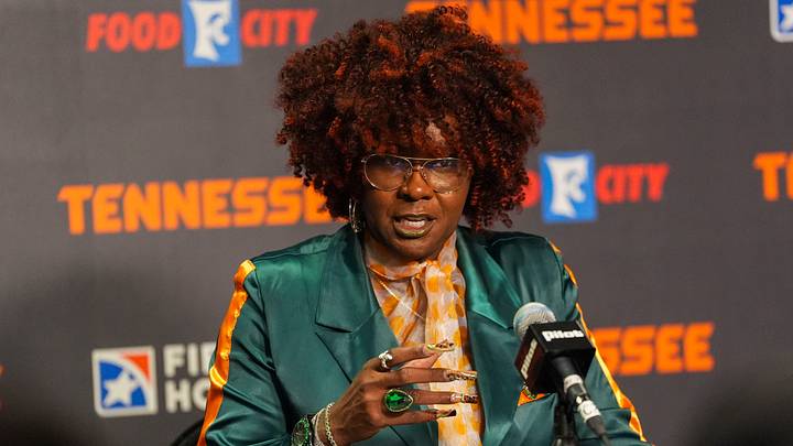 Florida A&M women’s basketball coach Bridgette Gordon speaks with media after a women’s college basketball exhibition game between the Tennessee Lady Vols and Florida A&M Rattlers at Thompson-Boling Arena at Food City Center on Oct. 27, 2026. Florida A&M women’s basketball coach Bridgette Gordon speaks with media after a women’s college basketball exhibition game between the Tennessee Lady Vols and Florida A&M Rattlers at Thompson-Boling Arena at Food City Center on Oct. 27, 2026.