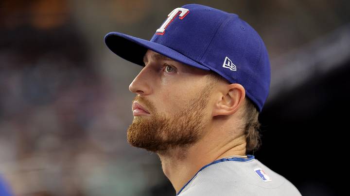 Texas Rangers right fielder Brandon Nimmo. Texas Rangers right fielder Brandon Nimmo.