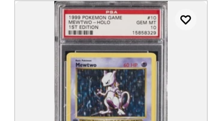A 1999 PSA 10 Mewtwo is one of the most popular items in PSA's current Spotlight Auction.