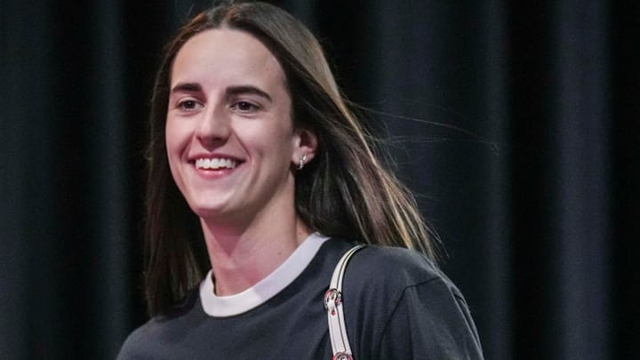 Indiana Fever guard Caitlin Clark (22) arrives Friday, July 11, 2025, before a game between the Indiana Fever and the Atlanta Dream at Gainbridge Fieldhouse in Indianapolis. Indiana Fever guard Caitlin Clark (22) arrives Friday, July 11, 2025, before a game between the Indiana Fever and the Atlanta Dream at Gainbridge Fieldhouse in Indianapolis.