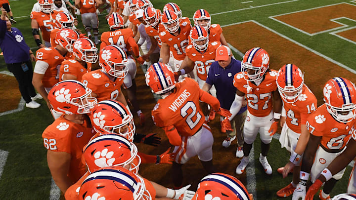 Sep 16, 2023; Clemson, South Carolina; Clemson cornerback Nate Wiggins (2) walks between teammates