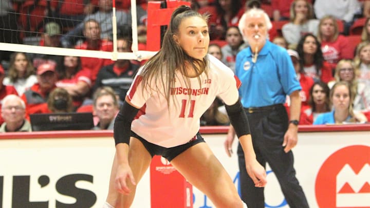 Wisconsin setter Izzy Ashburn waits for a pass during the team's match with Indiana on Sunday Nov. 6, 2022 at the UW Field House in Madison, Wis.

Uwvolley Indiana 16 Nov 5 2022
